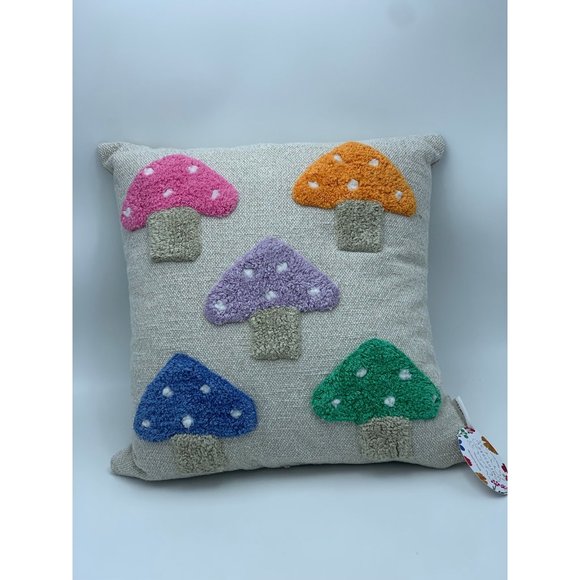 Brocante Multi Colored Mushroom Decorative Throw Pillow 20" x 20" - Picture 7 of 7